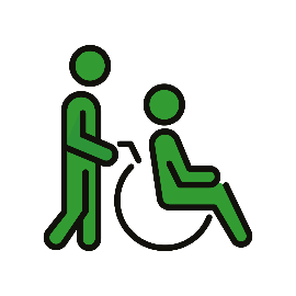 symbol osoby na wózku z asystemntem
